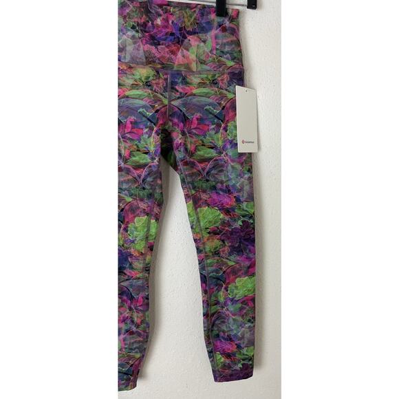 New Lululemon Wunder Train HR Tight 28" DICR Pink Purple Green Leggings Size 6 - Picture 2 of 13